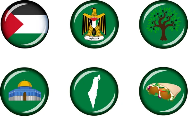 Palestine parlak Icons Set.