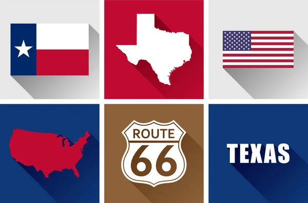 Texas düz Icon Set