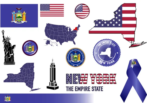 Nueva York icono conjunto — Vector de stock