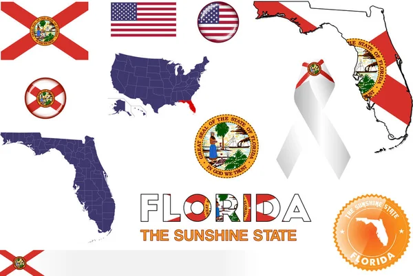 Juego de iconos de Florida — Vector de stock