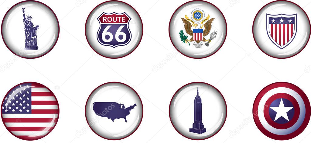 USA Glossy Icon Set.
