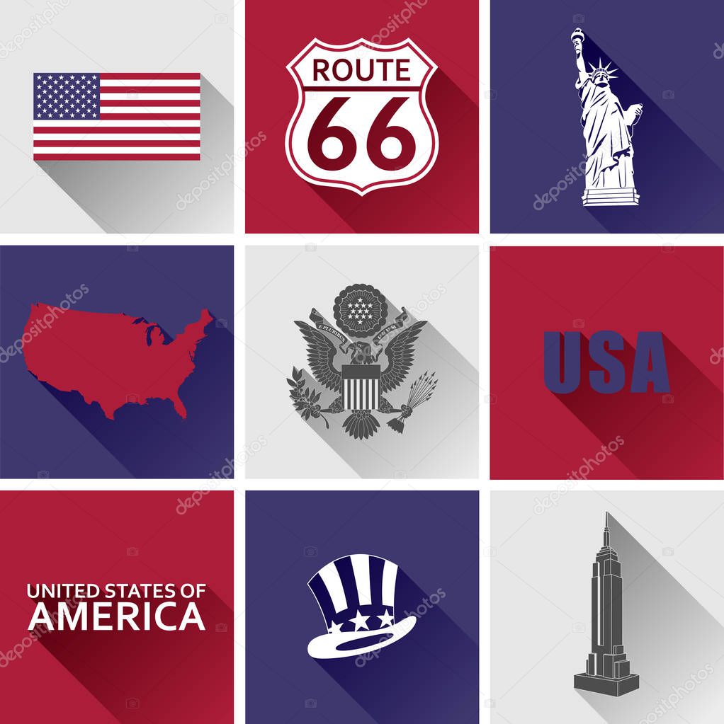USA Flat Icon Set