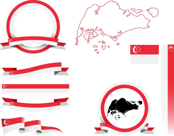 Singapore Banner Set — Stock Vector