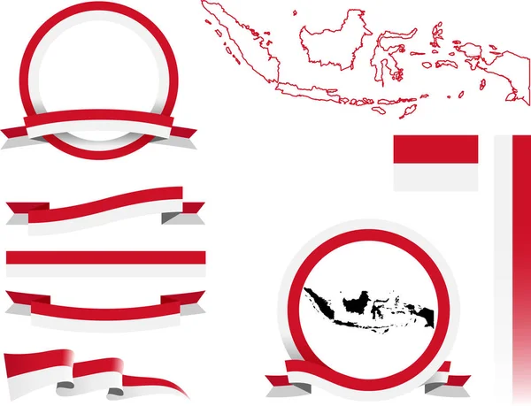 Set di Banner di Indonesia — Vettoriale Stock