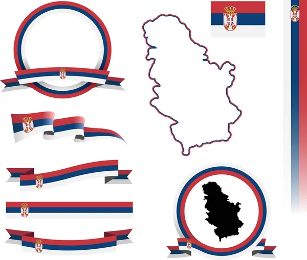 Serbien Banner uppsättning — Stock vektor