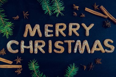 Kara tahta arka plan üzerinde Noel köknar ağacı