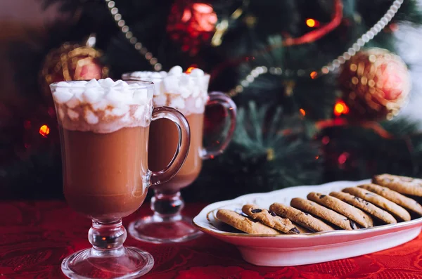Zima gorący napój, cacao z pianką — Zdjęcie stockowe
