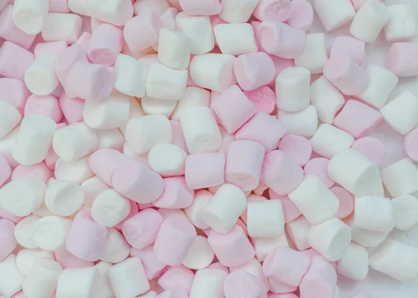 Sfondo rosa e bianco mini marshmallow — Foto Stock