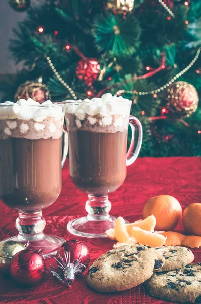 Winter hot drink, cacao with marshmallows