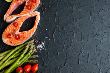 İki taze somon bifteği.