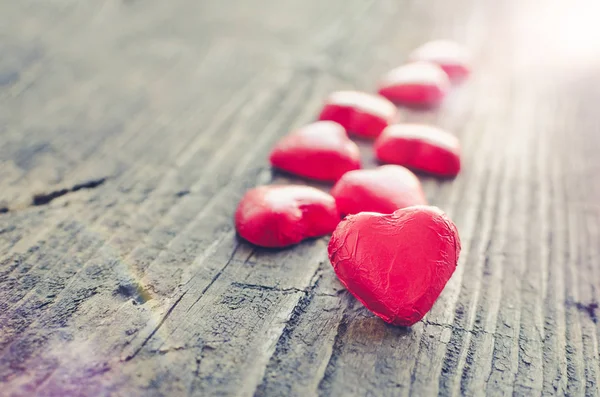 Fondo Del Día San Valentín Con Caramelos Forma Corazón Chocolate — Foto de Stock