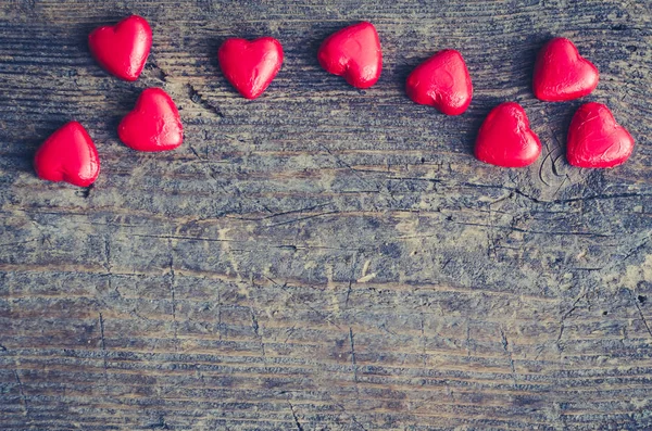 Fondo Del Día San Valentín Con Caramelos Forma Corazón Chocolate — Foto de Stock