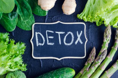 Yeşil sebzeler konseptiyle Detoks