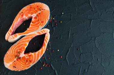 İki taze somon bifteği.