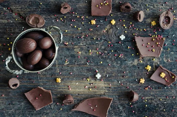 Easter composition with chocolate