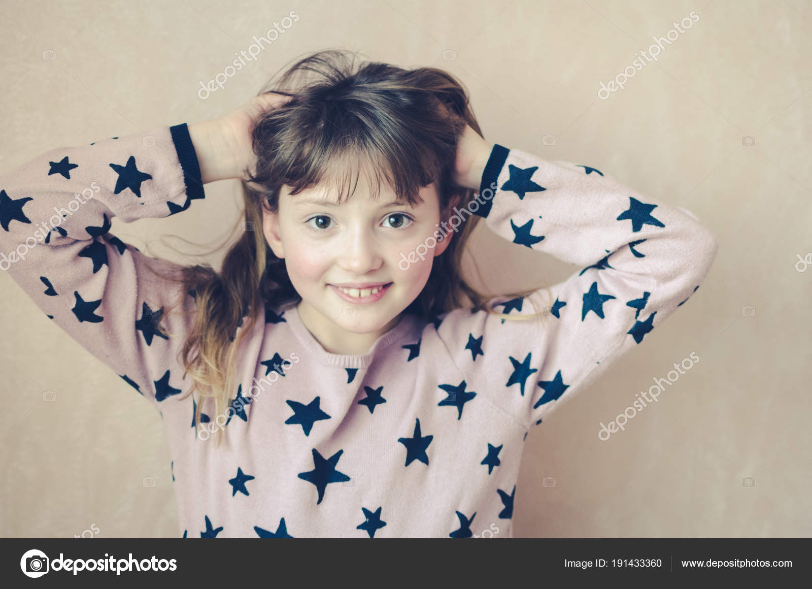 Little Girl Long Dark Blonde Hair Wonderful Expressive Brown Eyes