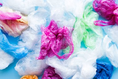 Many disposable plastic bags texture background