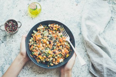 Delicious vegetarian quinoa salad with bell pepper