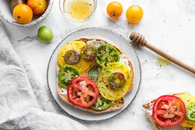 Italian appetizer Friselle with tomatoes
