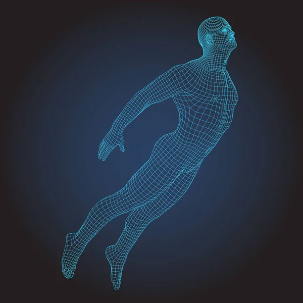3D кадр человеческого тела. Прыгающая фигура — стоковый вектор