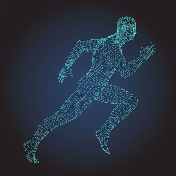 3D tel çerçeve insan vücudu. Sprinter çalışan rakam