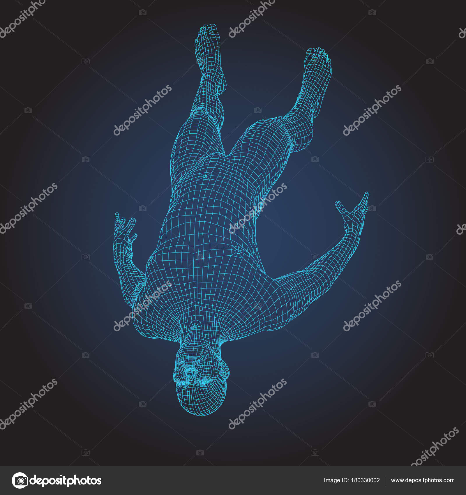 3D wire frame human body. Jumping Fall figure Stock Vector by ©ovocim