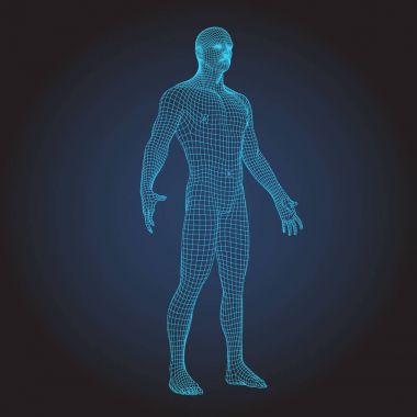 3D tel çerçeve insan vücudunun tam yüz