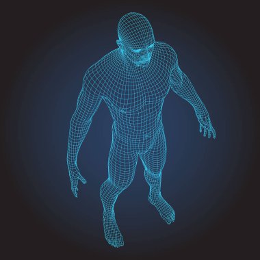 3D tel çerçeve insan vücudunun tam yüz
