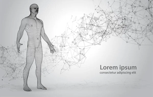 3D Polygona insan noktalar ve çizgiler bağlanma ile soyut uzay arka plan üzerinde