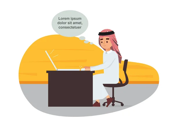 Simple Modern Design Arab Character Office Computer Internet Working Concept - Stok Vektor