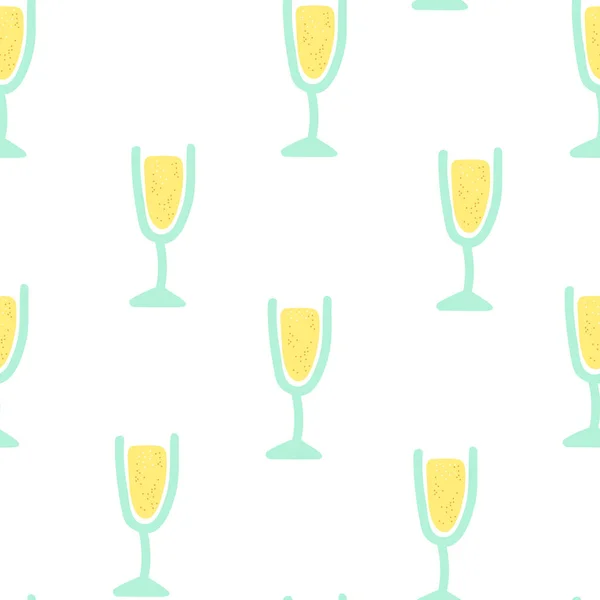 Naadloos patroon Glas met prosecco of champagne — Stockvector