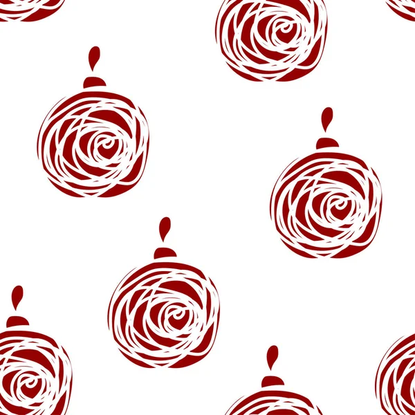 Vermelho Tangled bolas de Natal sem costura padrão —  Vetores de Stock