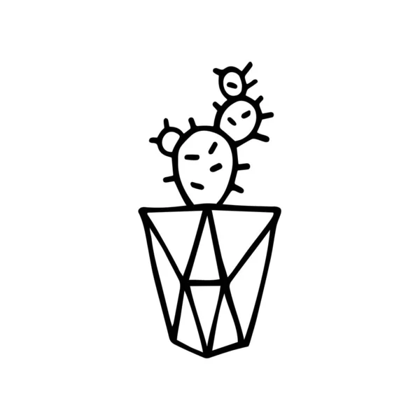 Doodle Kaktüsü, yüzlü bir tencerede.