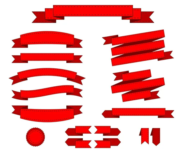 Conjunto de cintas vectoriales rojas — Vector de stock