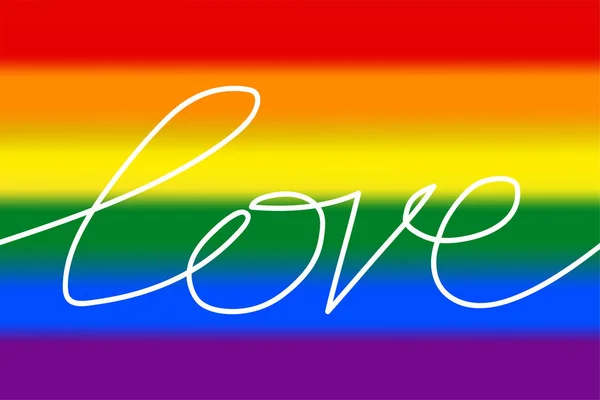 Blurred LGBT Pride Flag with Line art lettering Love — ストックベクタ