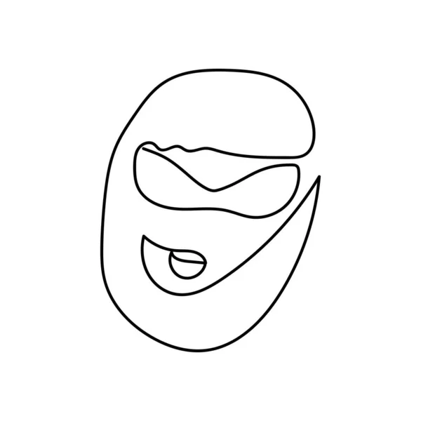 Outline Vrouwengezicht getekend door een continue lijn — Stockvector