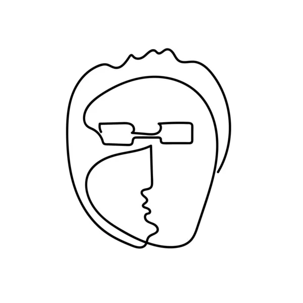 概要連続線で描かれた男の顔 — ストックベクタ
