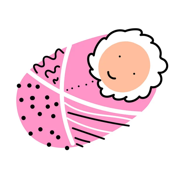 Vector cute scandinavian doodle Baby — ストックベクタ