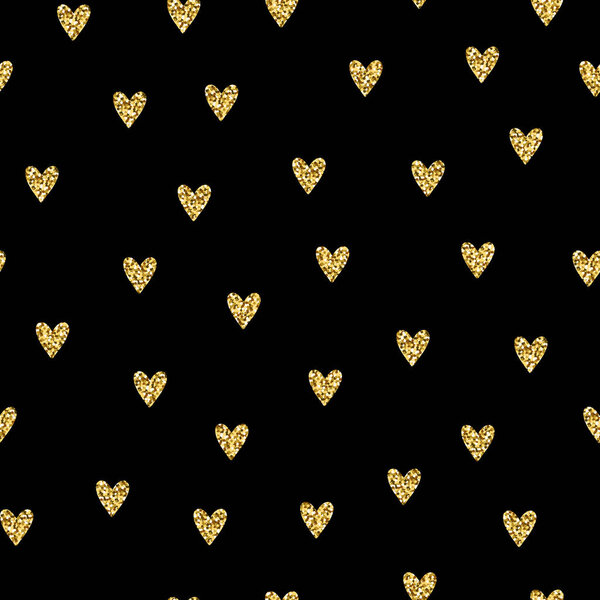 Seamless brilliant glitter hearts pattern