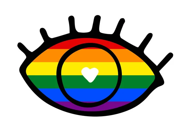 Hand-drawn rainbow eye with Heart — Stock Vector