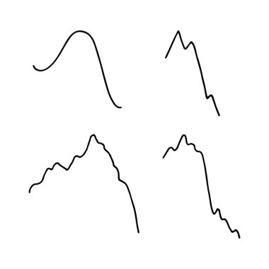 Azalt grafiklerini beyaz arkaplanda izole et. Elle çizilmiş borsa şeması. Çizelge simgesi, finans ve bankacılık, azalma işareti. Vektör aşağı eğilim grafik çizelgesi çizimi