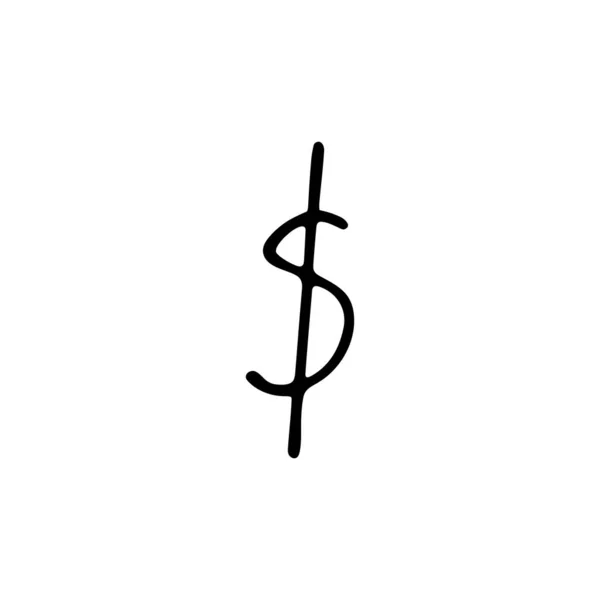 Doodle Signos Moneda Símbolo Dólar Aislado Sobre Fondo Blanco Dinero — Vector de stock