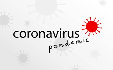 Roman Coronavirus vektör harfleri, sembol. Gradyan arka planda elle çizilmiş İşaret 2019-NCoV, MERS-Cov. Şekillendirilmiş tıbbi illüstrasyon. Soyut virüs modeli logoti. Pandemik Coronavirus stok Banner