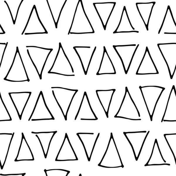 Бесшовный Векторный Геометрический Узор Ручной Рисунок Треугольников Очертаний Изолирован Белом — стоковый вектор