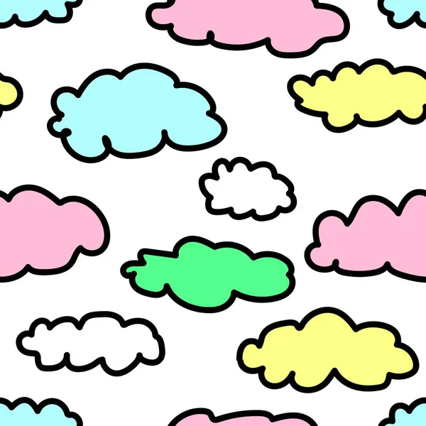 Colorful Clouds Seamless Pattern Cute Background Wallpaper Wrapping Paper Textile — Stock Vector