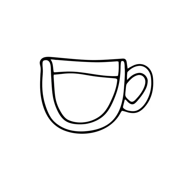 Tasse Kaffee Isoliert Auf Weißem Hintergrund Handgezogene Niedliche Tasse Mit — Stockvektor