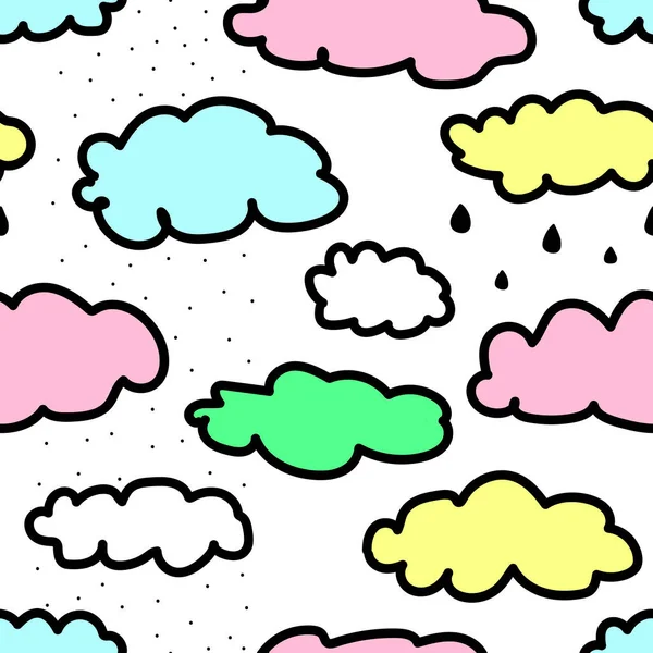 Seamless Pattern Clouds Snow Rain Cute Illustration Wallpaper Wrapping Paper — Stock Vector