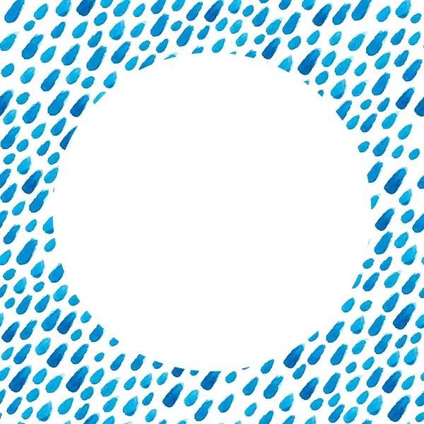Des Taches Aquarelle Cadre Rond Avec Traits Peinture Bleue Empreintes — Image vectorielle
