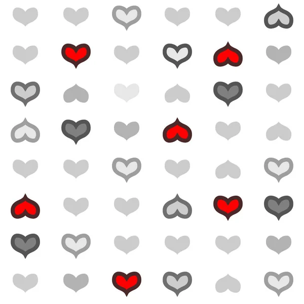 心无缝隙的图案 情人节贺卡 包装纸 印刷品的背景 红色和灰色的心在白色的背景上隔离 矢量说明 — 图库矢量图片