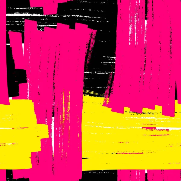 Kusursuz vektör grunge deseni. Beyaz arka planda renkli fırça darbeleri. Sarı, siyah, pembe fosforlu kalem. Duvar kağıtları, baskılar, ambalaj kağıtları, tekstil için graffiti çizimi